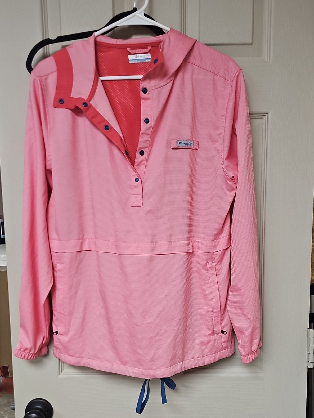 Columbia Pink Hooded Pullover with Navy Accents